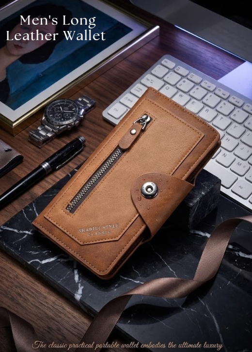MB08068 Men's Long Leather Wallet