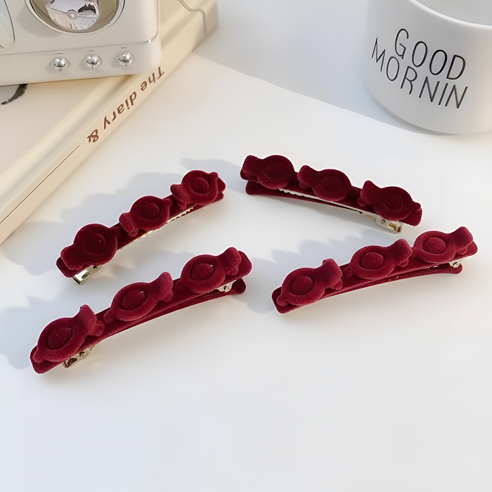 MJ07923 Double-Layer Velvet Hair Clips ( 4pcs )