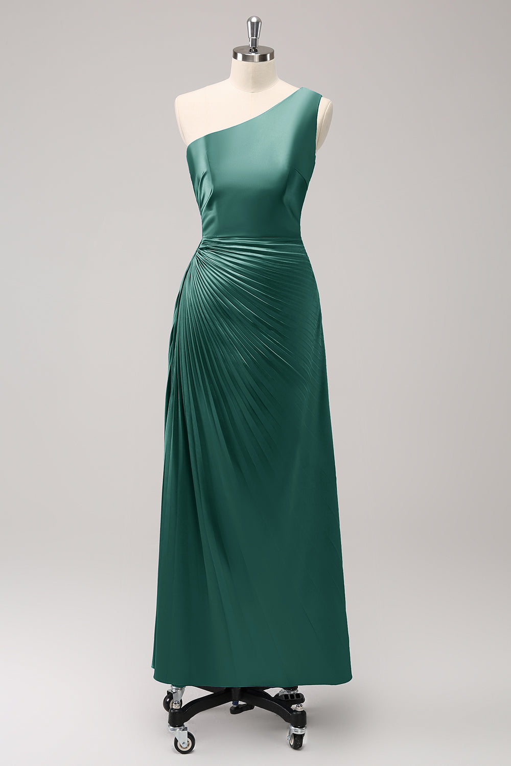 Blue One Shoulder Satin A-Line Long Bridsmaid Dress