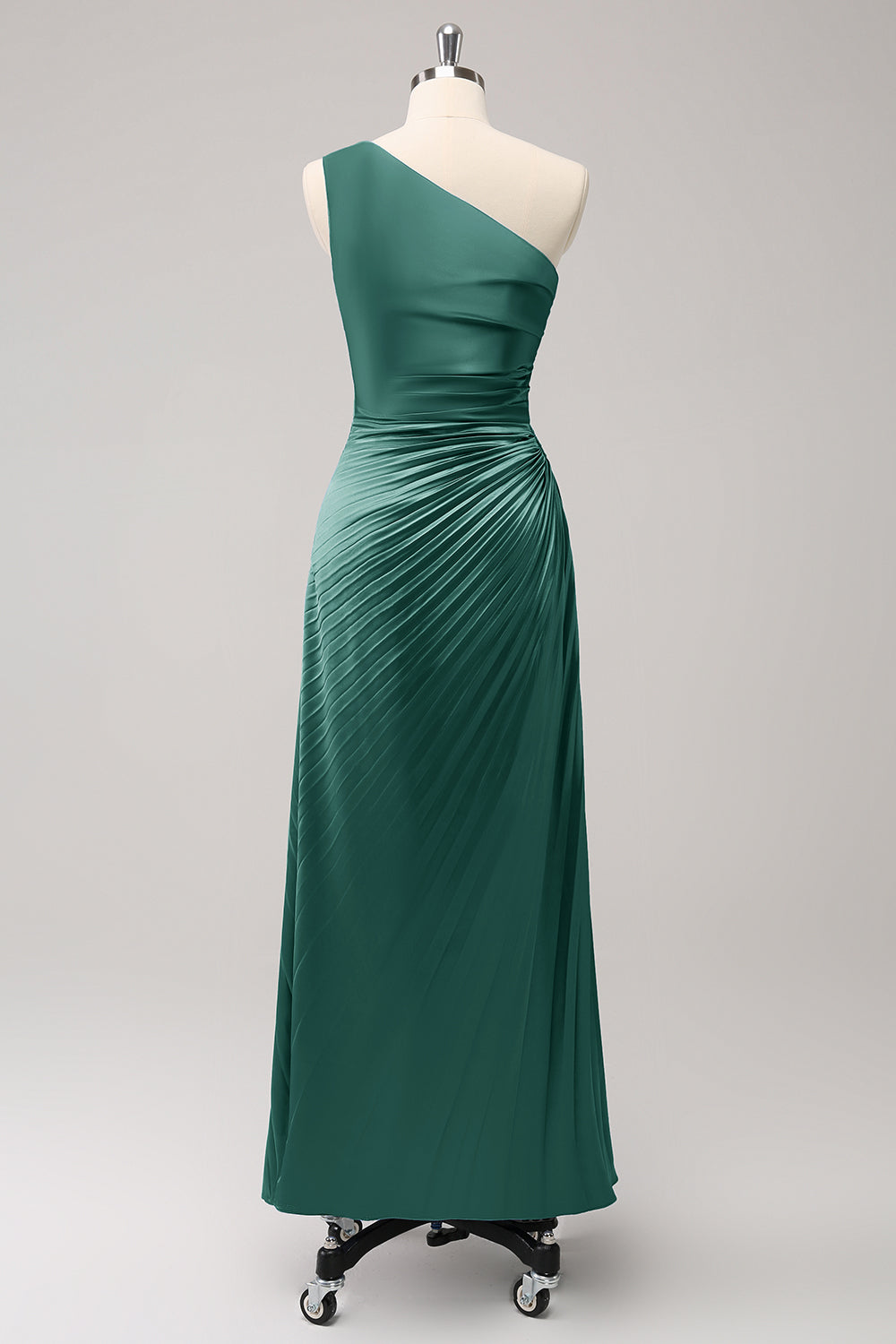 Blue One Shoulder Satin A-Line Long Bridsmaid Dress