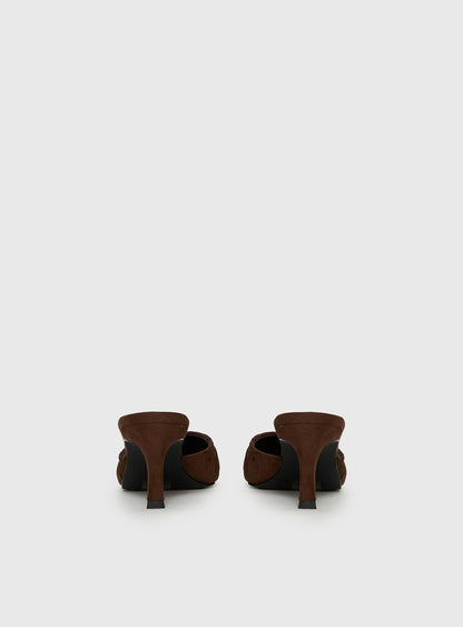 Admiration Pointed Toe Faux Suede Heels Brown