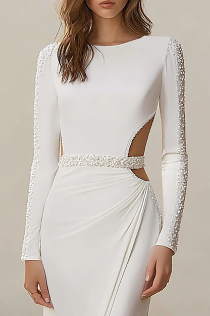Ivory Long Sleeves Mermaid Sweep Train Wedding Dress