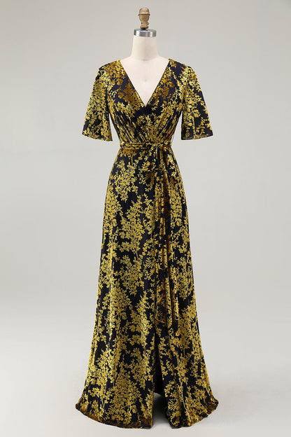 Burnout Velvet Dark Green Mother of Bride Dress