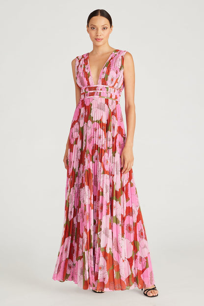 Dua Deep V Pleated Gown