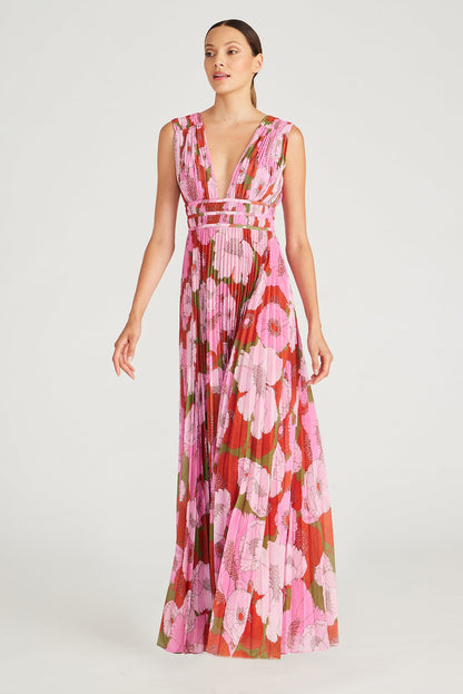 Dua Deep V Pleated Gown