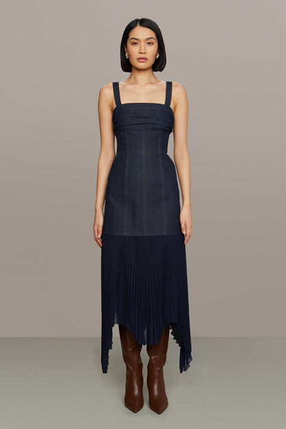 Jac Denim Combo Midi Dress