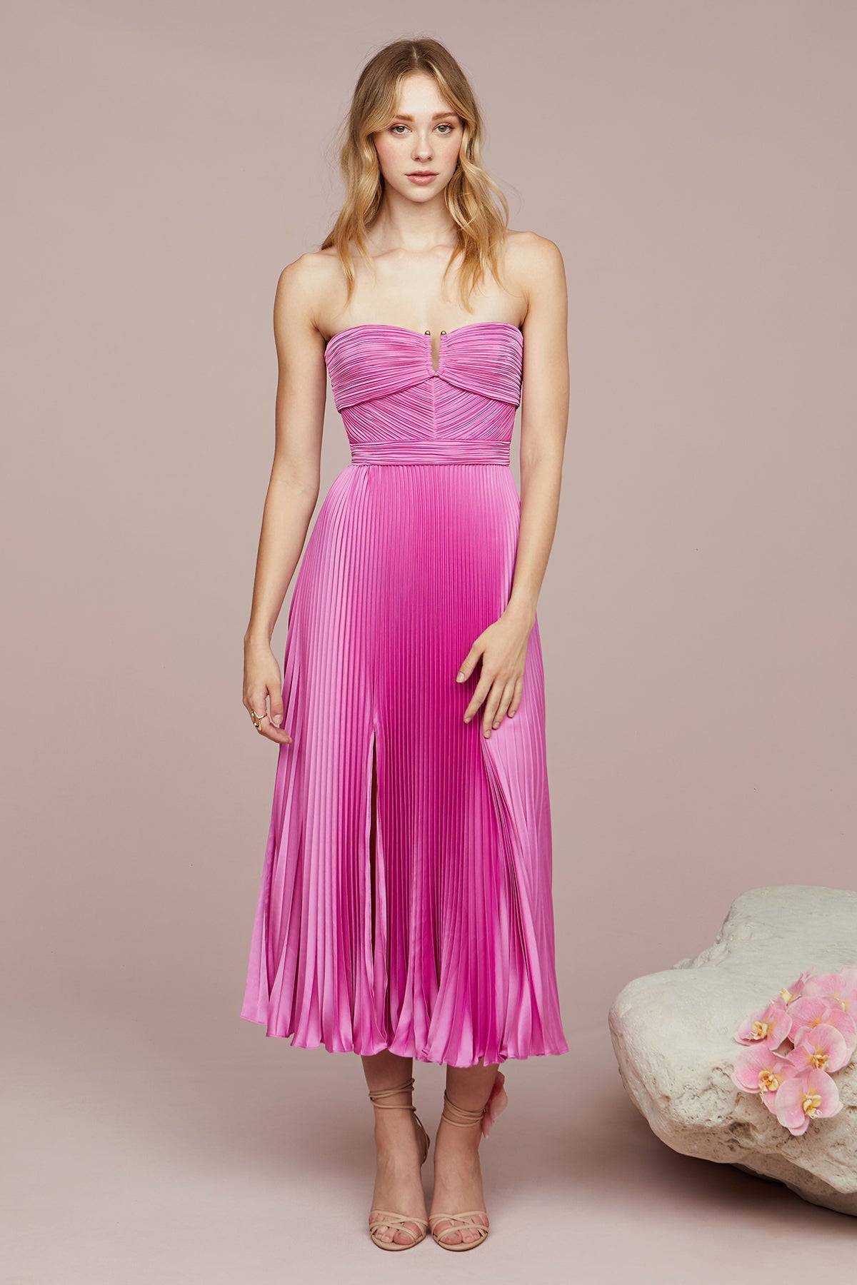 Harden Pleated Strapless Midi