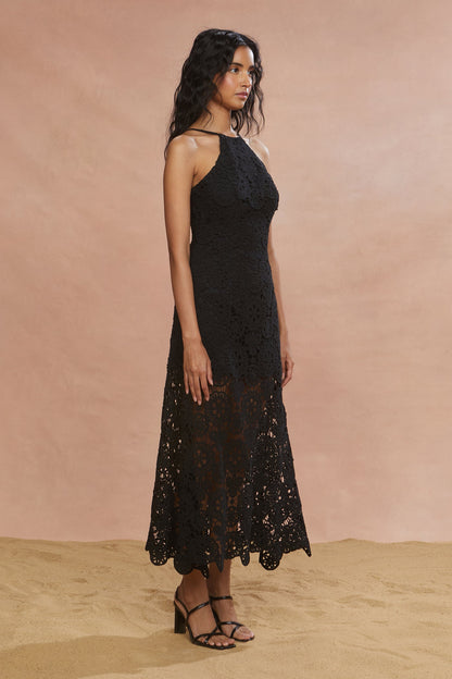 Crochet Midi Halter Dress