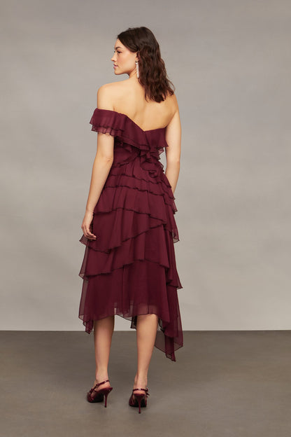 Emaline Chiffon Cascade Dress