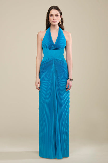 Enly Pleated Ruched Gown