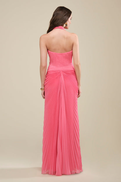 Enly Pleated Ruched Gown