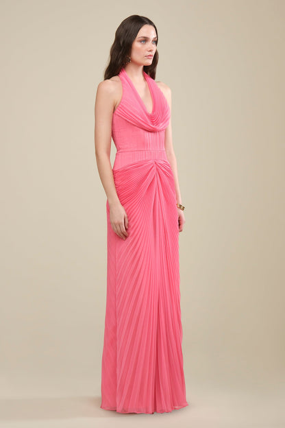 Enly Pleated Ruched Gown