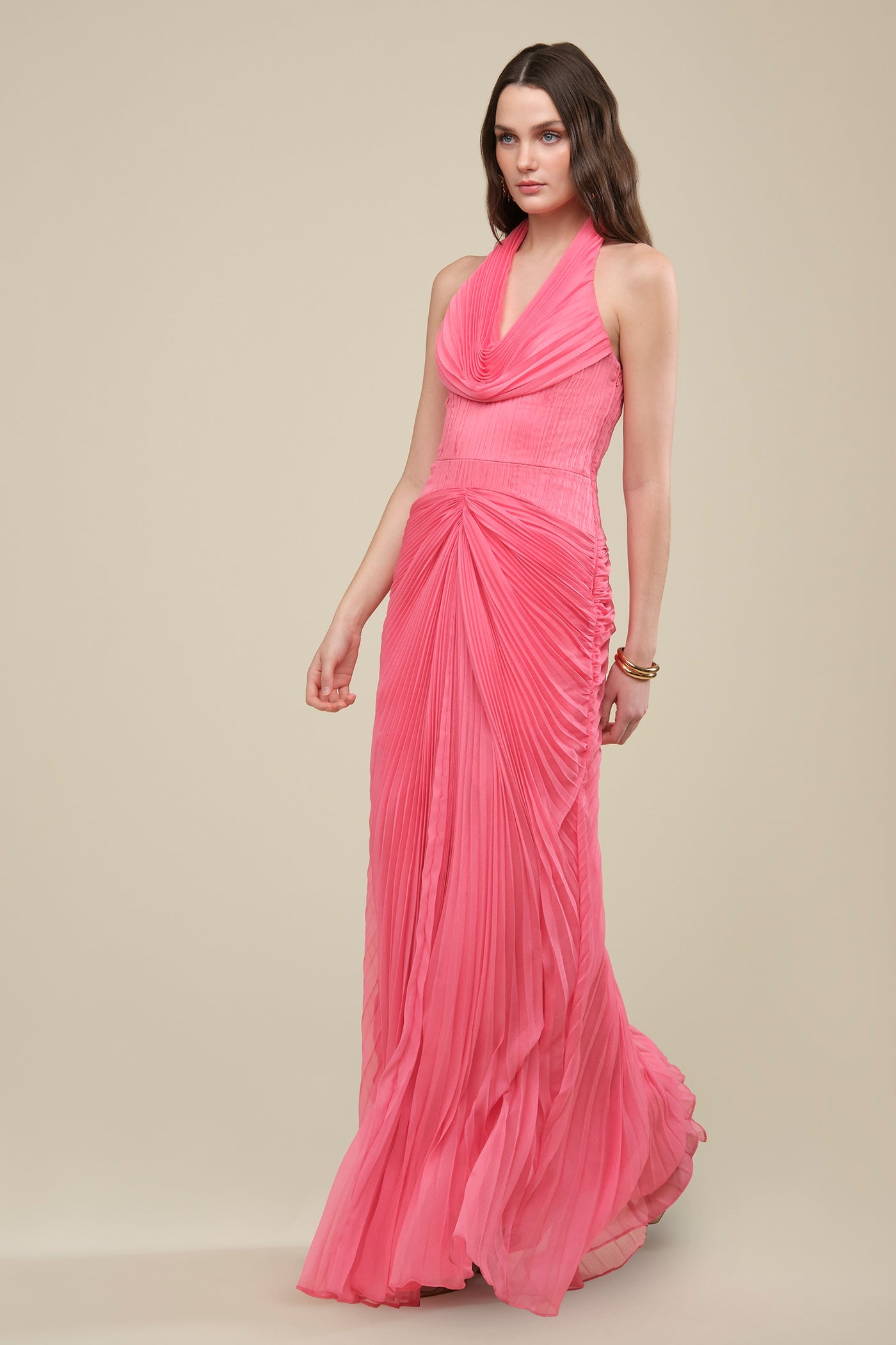 Enly Pleated Ruched Gown