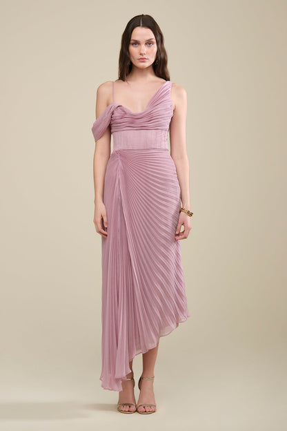 Joelle Pleated Draped Gown