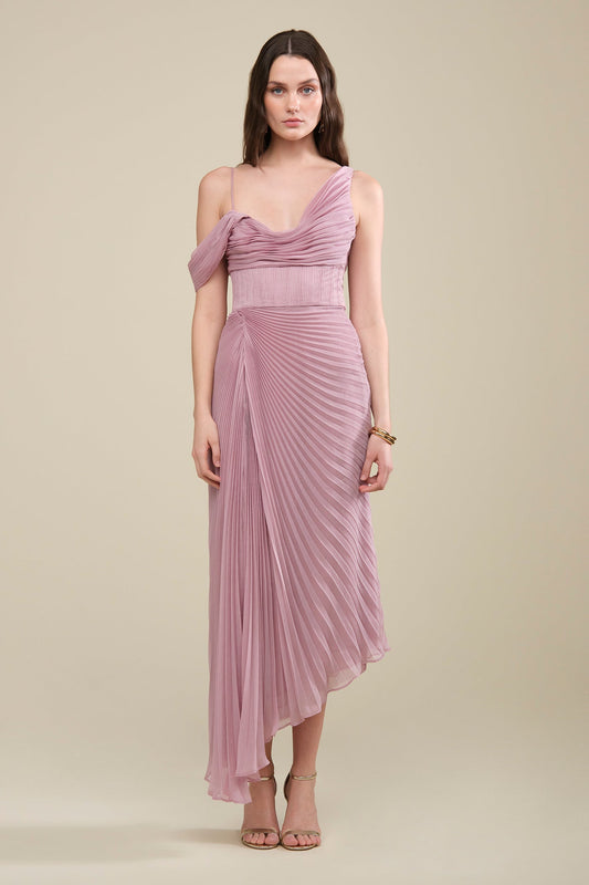 Joelle Pleated Draped Gown