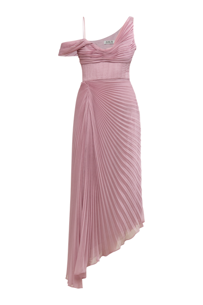 Joelle Pleated Draped Gown