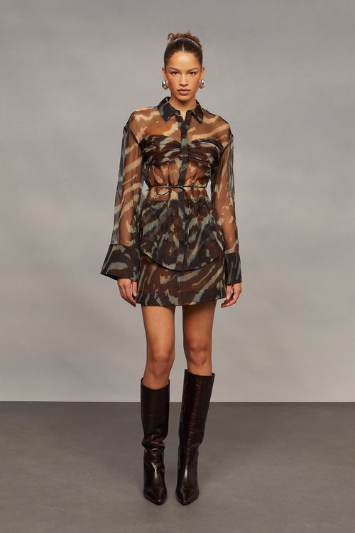 Clea Sheer Printed Silk Blouse