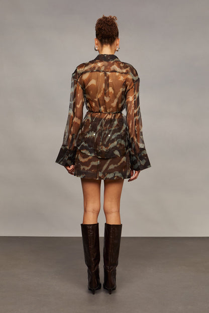 Clea Sheer Printed Silk Blouse