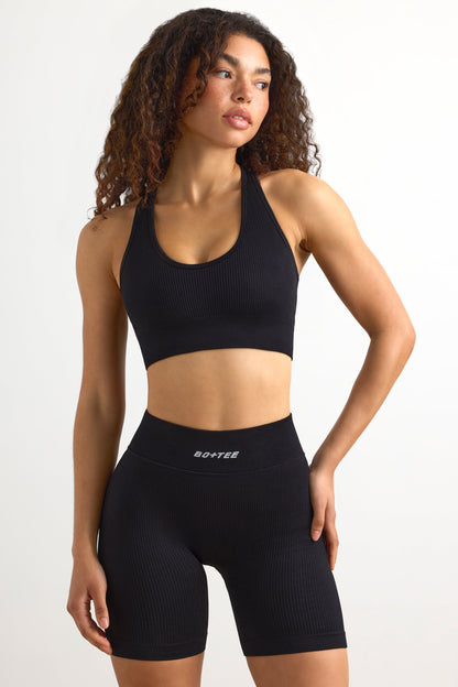 FlexiRib Racerback Sports Bra in Black
