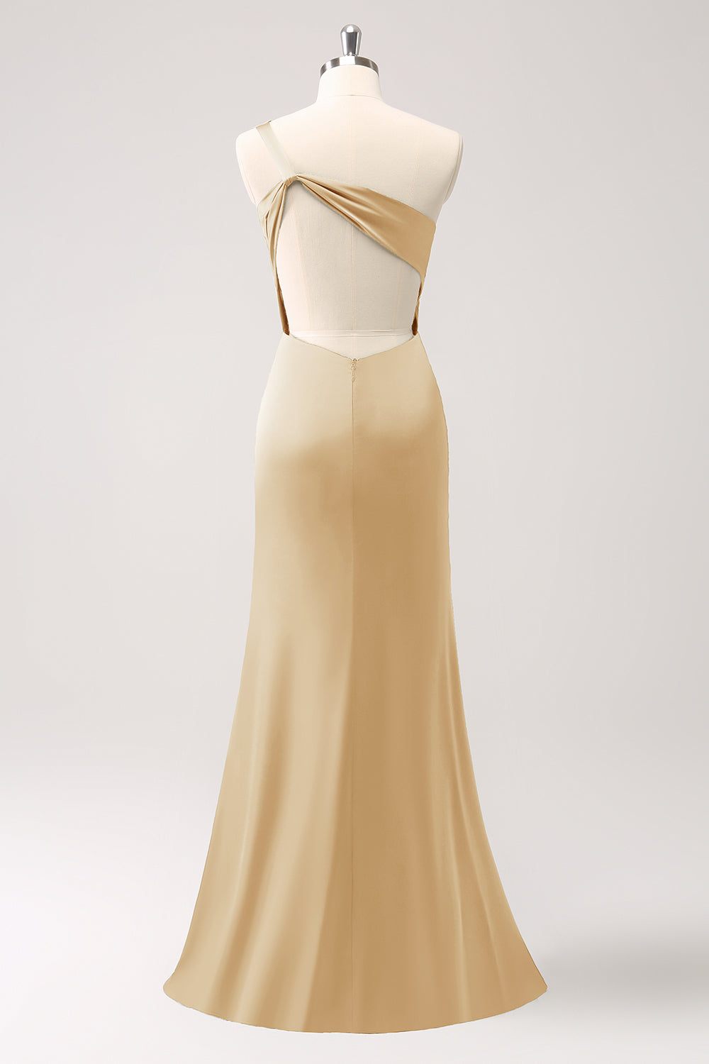 Eucalyptus One Shoulder Mermaid Satin Long Bridesmaid Dress
