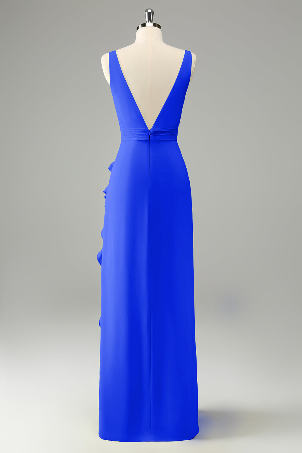 Lime Deep V Neck Ruffles Wedding Guest Dress with Slit