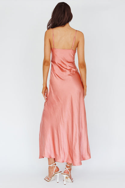 Amity Twist Bust Split Maxi Dress Rose