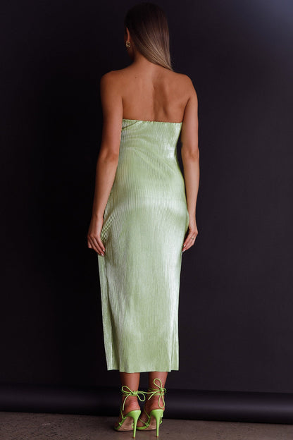Shondra Accordion Pleat Tube Dress Lime