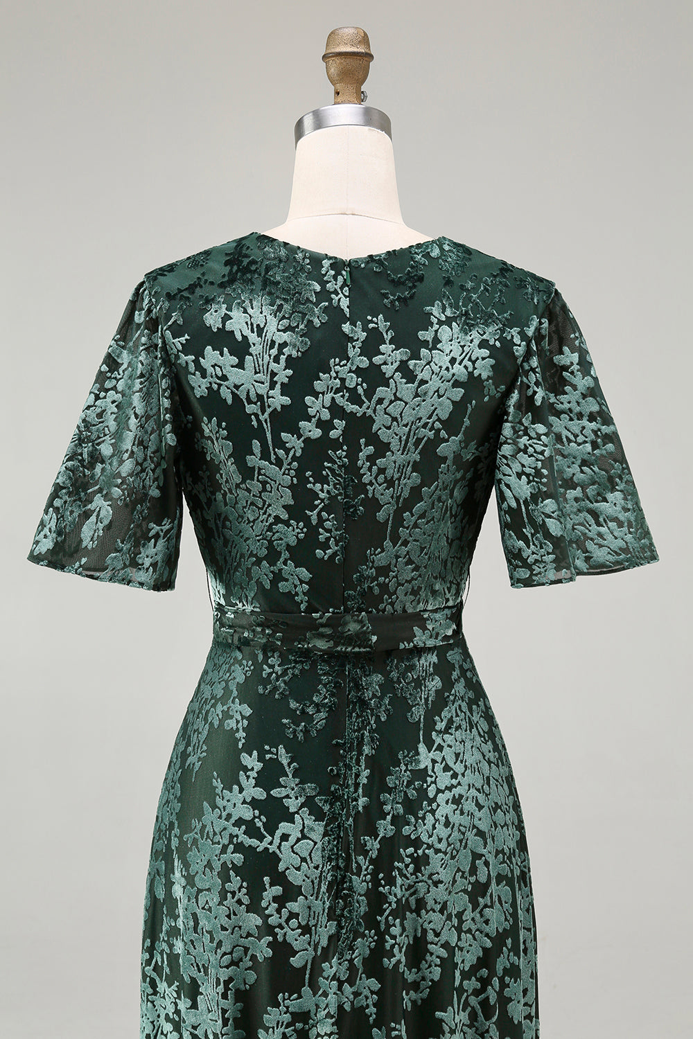 Burnout Velvet Dark Green Mother of Bride Dress