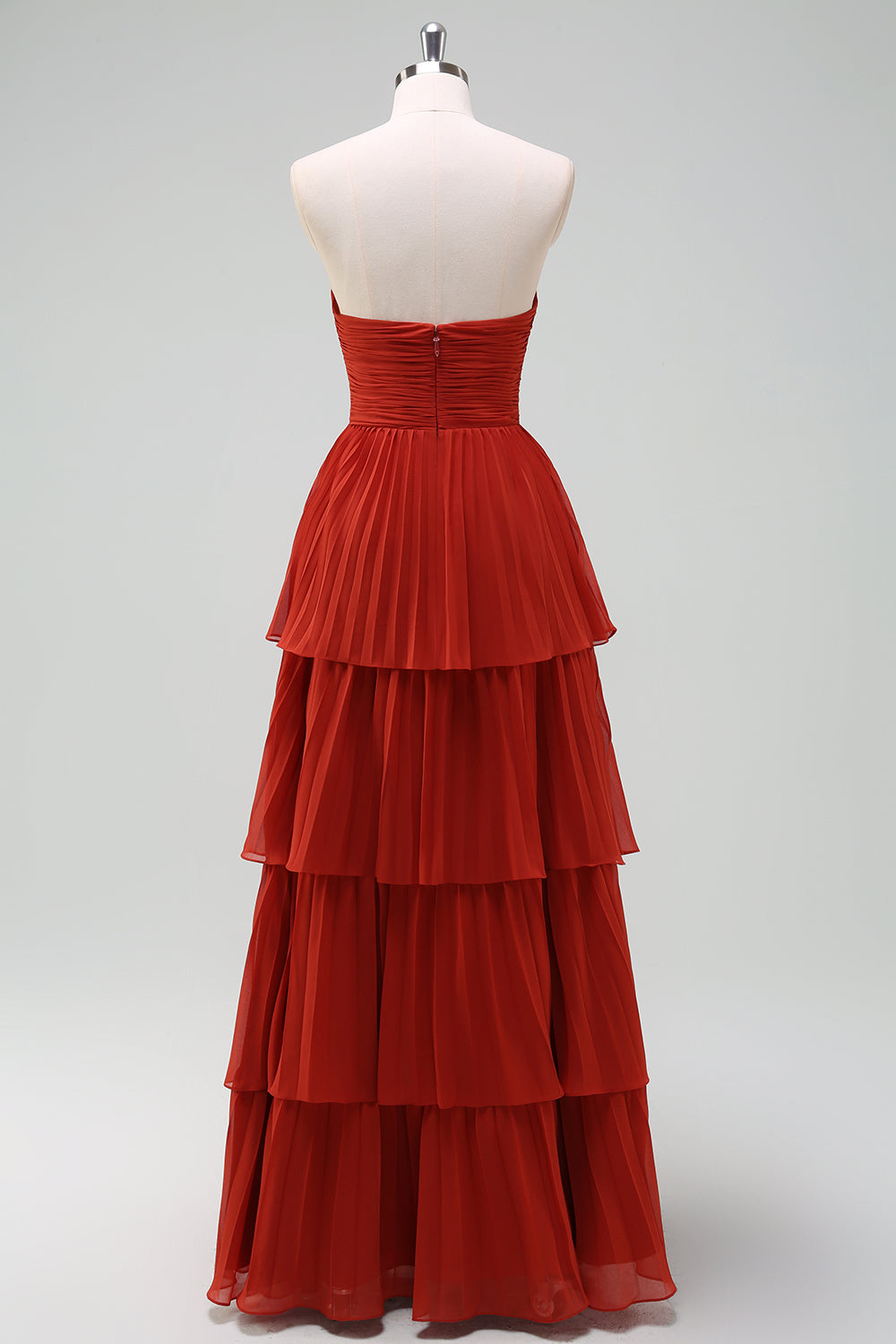 A-Line Sweetheart Lilac Tiered Chiffon Long Bridesmaid Dress with Pleated