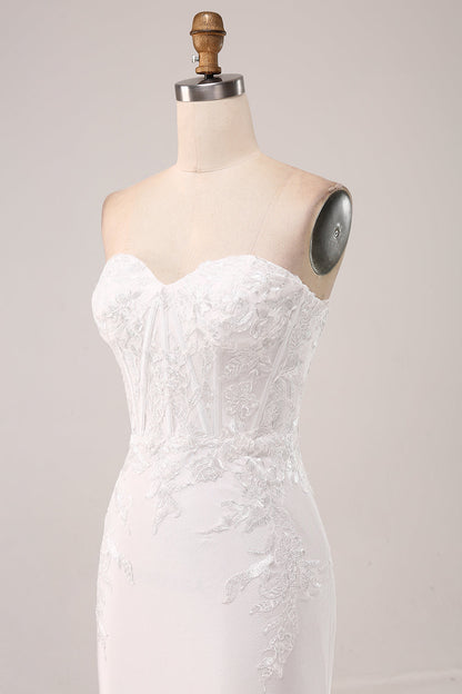 Ivory Strapless Mermaid Wedding Party Dress
