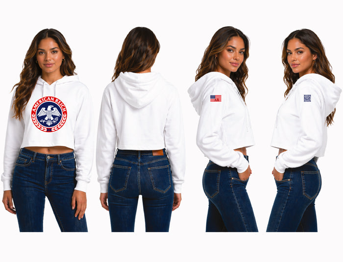 "American Reich" Graphic Cropped Hoodie