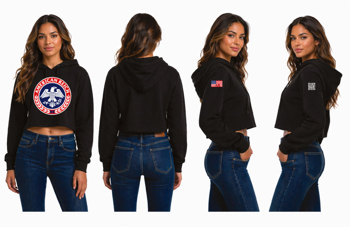 "American Reich" Graphic Cropped Hoodie
