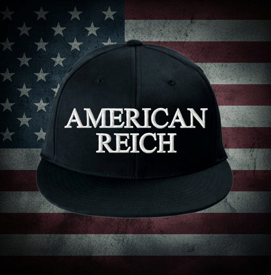 Embroidered Flat-bill Snapback. Black/White Font