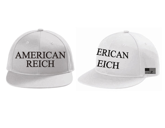 Embroidered Flat-bill Snapback.  Brilliant white