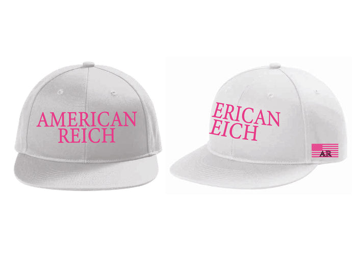 Embroidered Flat-bill Snapback.  Brilliant white
