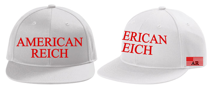 Embroidered Flat-bill Snapback.  Brilliant white