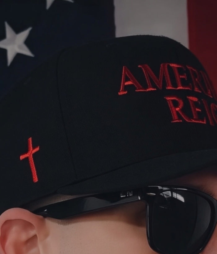 “Founder Hat” Reich is the new Red Embroidered w/Cross Snapback