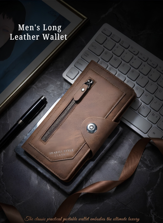 MB08068 Men's Long Leather Wallet