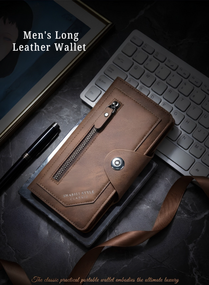 MB08068 Men's Long Leather Wallet