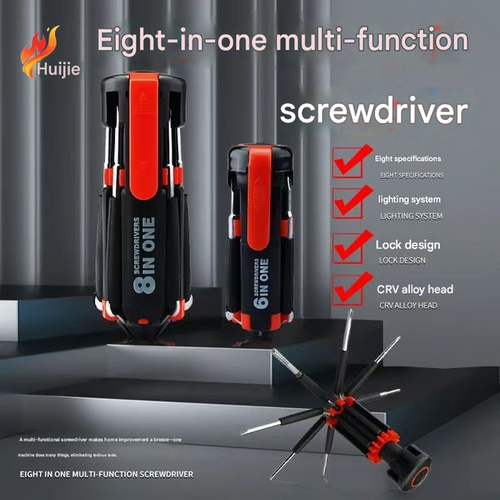 MG50974 8-in-1 Multifunctional LED Flashlight Screwdriver for Outdoor Driving,