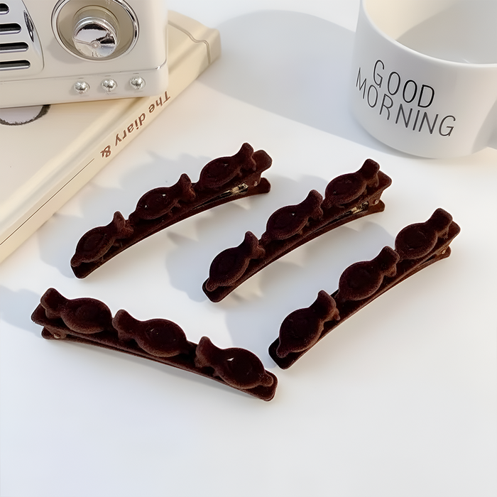 MJ07923 Double-Layer Velvet Hair Clips ( 4pcs )