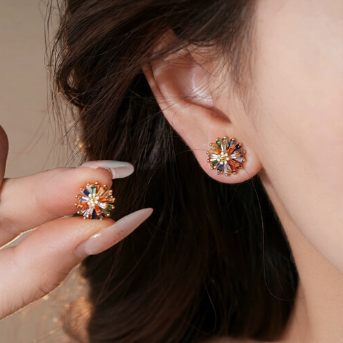 MJ08232 Colorful Zircon Earrings