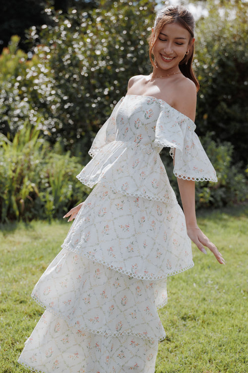 Chapel Maxi Dress - White Vintage Floral