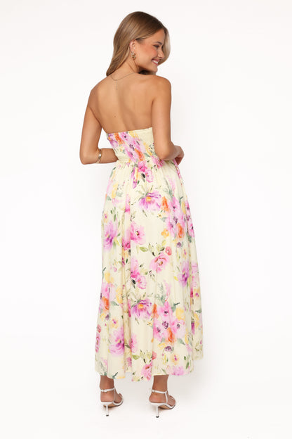 Kayt Strapless Dress - Yellow Petunia
