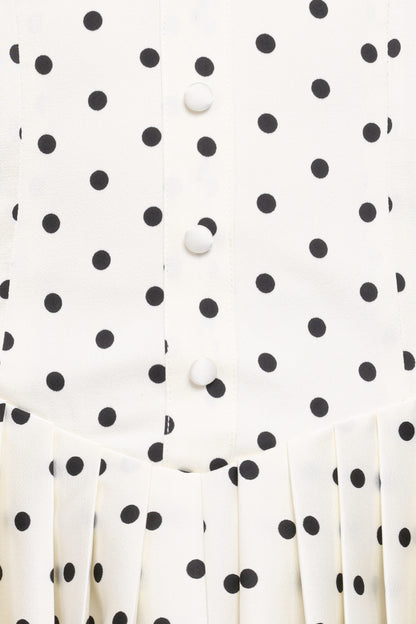 Marlie Off Shoulder Mini Dress - Cream Polka Dot