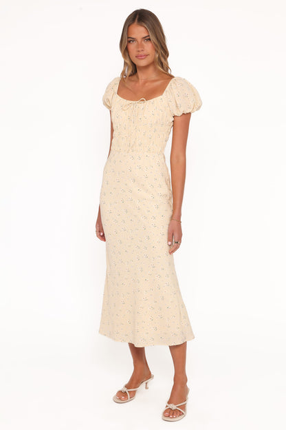 Teigan Midi Dress - Yellow Floral