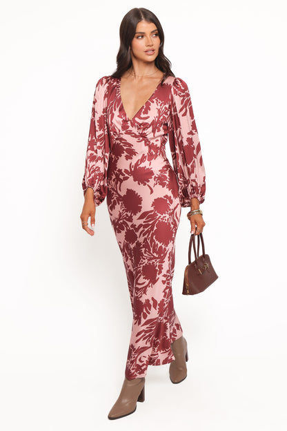 Varly Long Sleeve Dress - Pale Burgundy