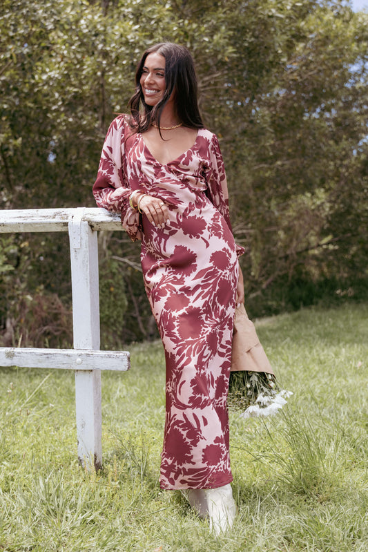 Varly Long Sleeve Dress - Pale Burgundy
