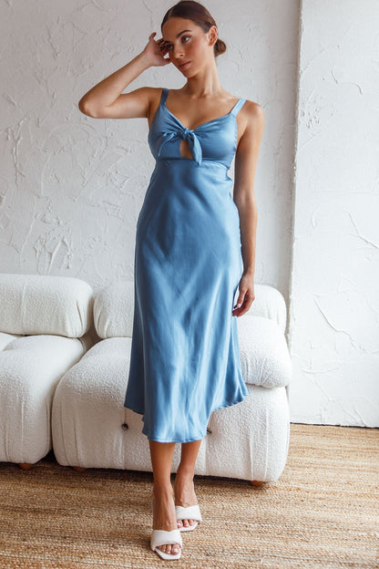 Perfect Day Satin Midi Dress Teal