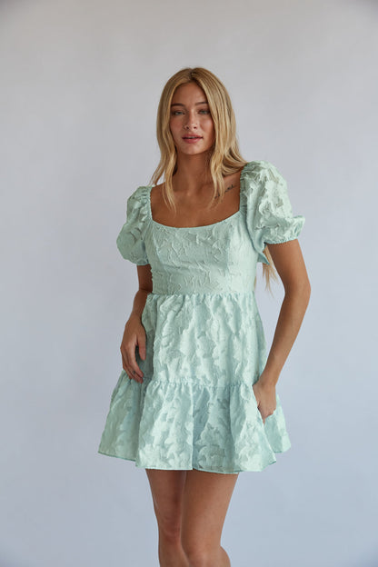 Whitley Tie Back Puff Sleeve Babydoll Mini Dress